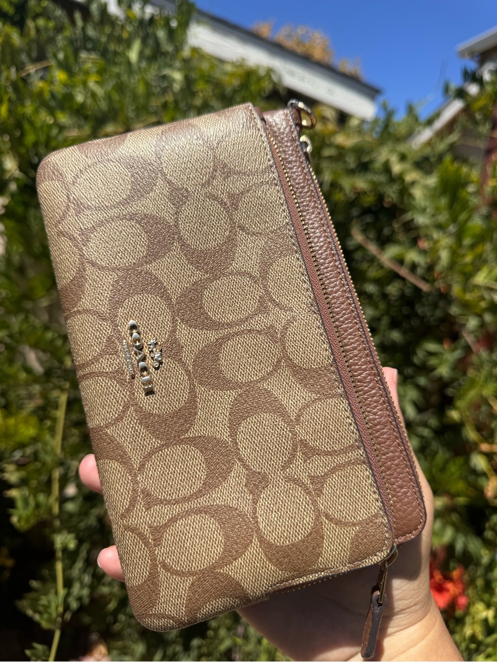 Coach Double Zip Signature Canvas Wallet